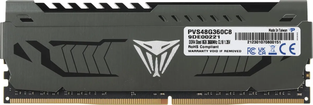 Модуль памяти DDR4 8 ГБ Patriot Viper Steel (PVS48G360C8***); 28800 MБ/с; 3600 МГц; радиаторы; RET