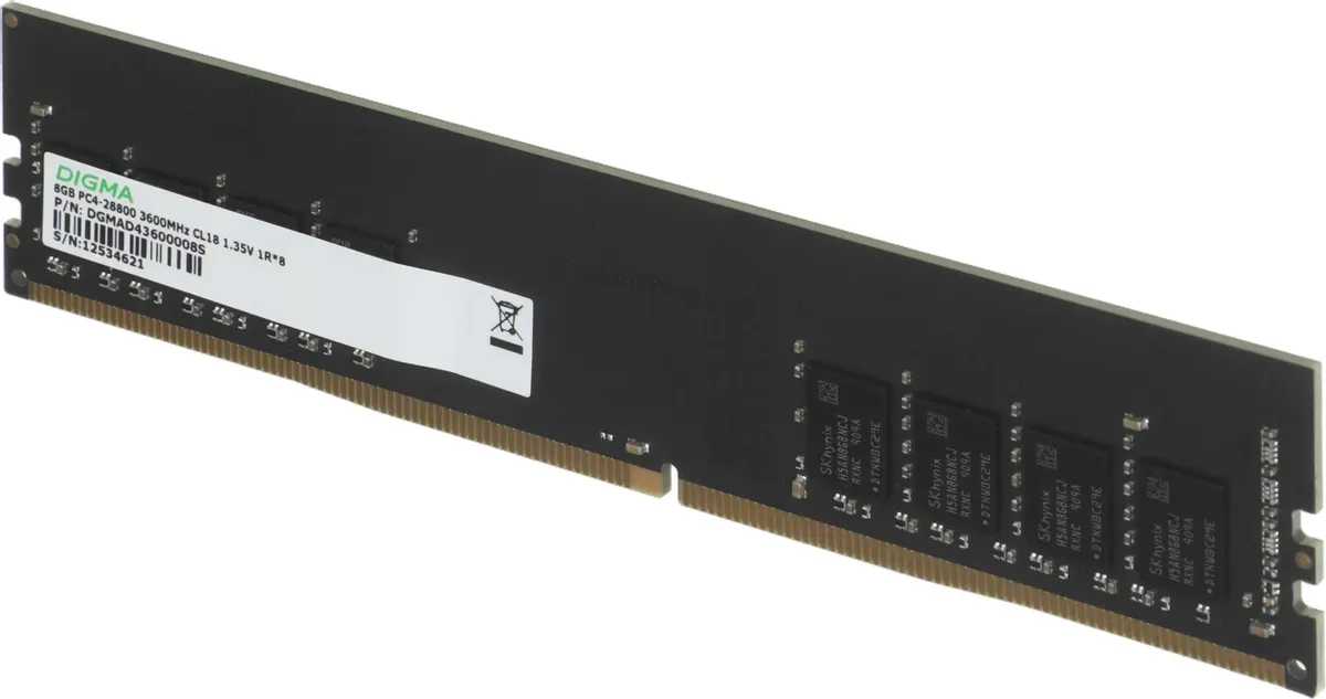 Модуль памяти DDR4 8 ГБ Digma (DGMAD43600008S); 28800 MБ/с; 3600 МГц; OEM