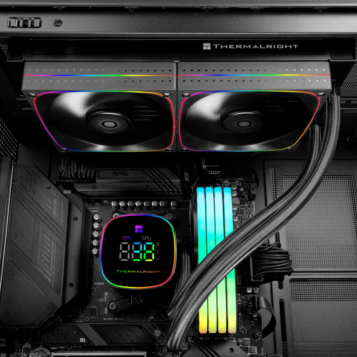 Система жидкостного охлаждения 240 мм Thermalright Frozen Horizon 240 Digital ARGB Black (F-HORIZON-DIGITAL-BL-240-ARGB); активная; 2 вентилятора; 200