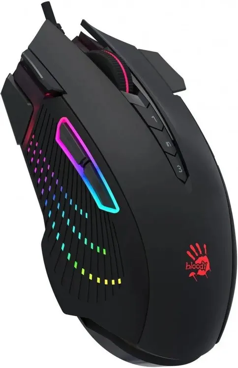 Мышь игровая A4Tech Bloody J90S (J90S BLACK ACTIVATED); USB; оптический; 8000 dpi; 12 кнопок; колесо-кнопка; чёрный