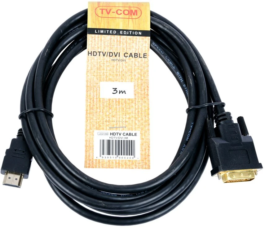 Кабель HDMI -> DVI-D TV-COM (LCG135E-3M***); позолоченные коннекторы; 3,0 м