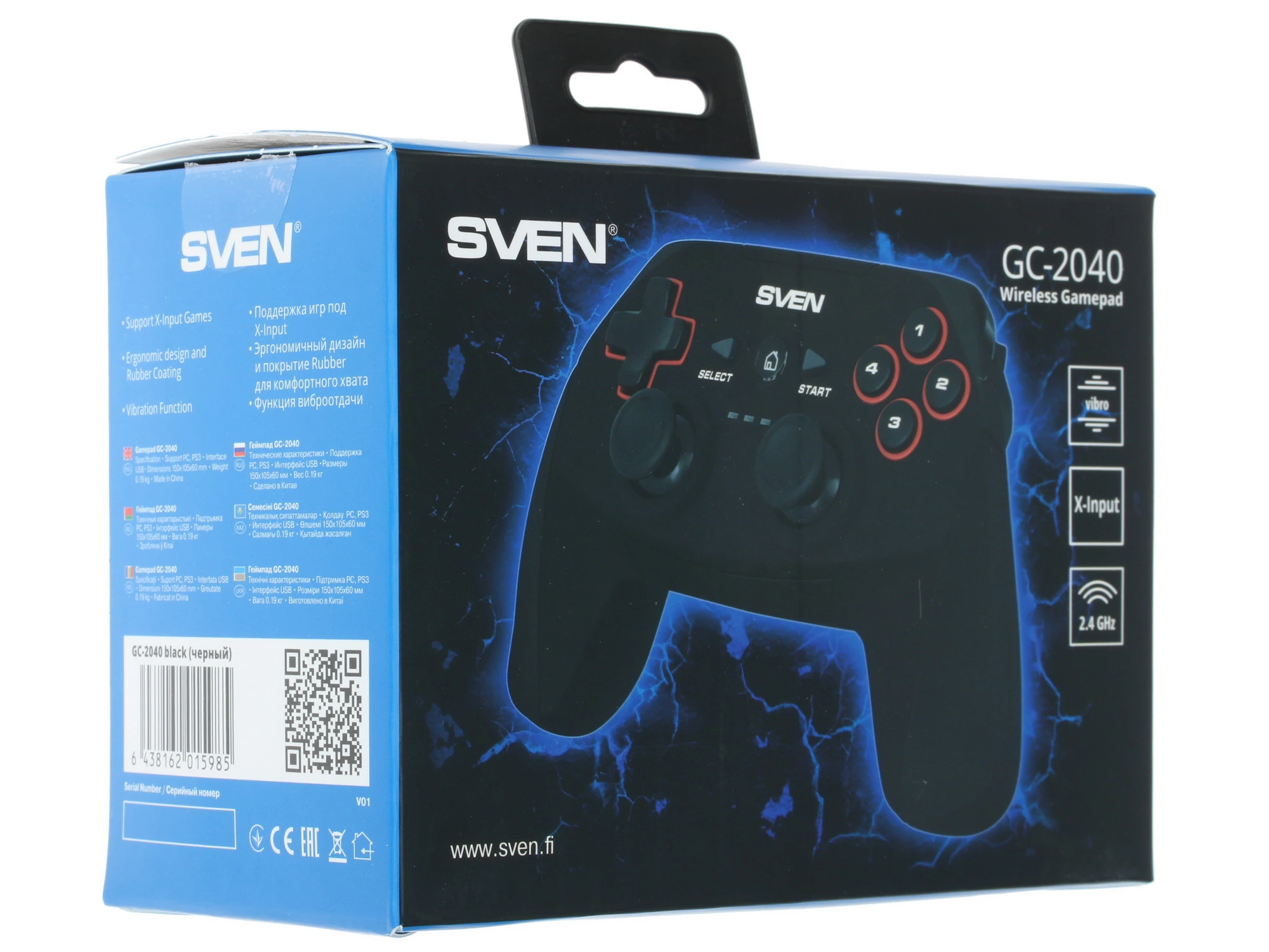 Геймпад беспроводной Sven GC-2040 (SV-015985***); PS3, PC, Android; обратная связь; 11 кнопок; 2; USB; чёрный