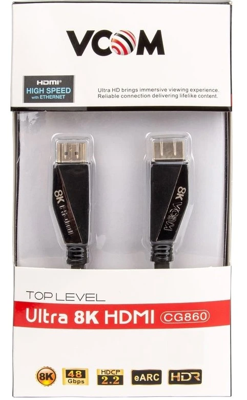 Кабель HDMI->HDMI v.2.1 VCOM CG860-1M; HDMI Тип A; HDMI Тип A; 8K@60Hz; 1,0 м