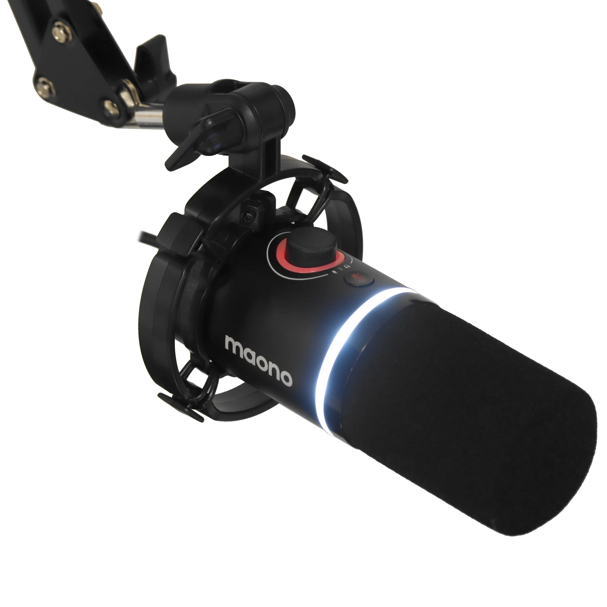 Микрофон Maono PD200XS Black; динамический; кардиоидный; -52 дБ; 40-16 000 Гц; 24 бит/48 кГц; USB/XLR; стойка-пантограф со струбциной; черный