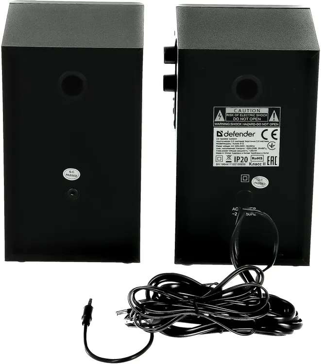 Акустическая система 2.0 Defender Aurora S12 (65415***); 12 Вт; 100 - 20 кГц; дерево; регулятор на боковой панели; чёрный