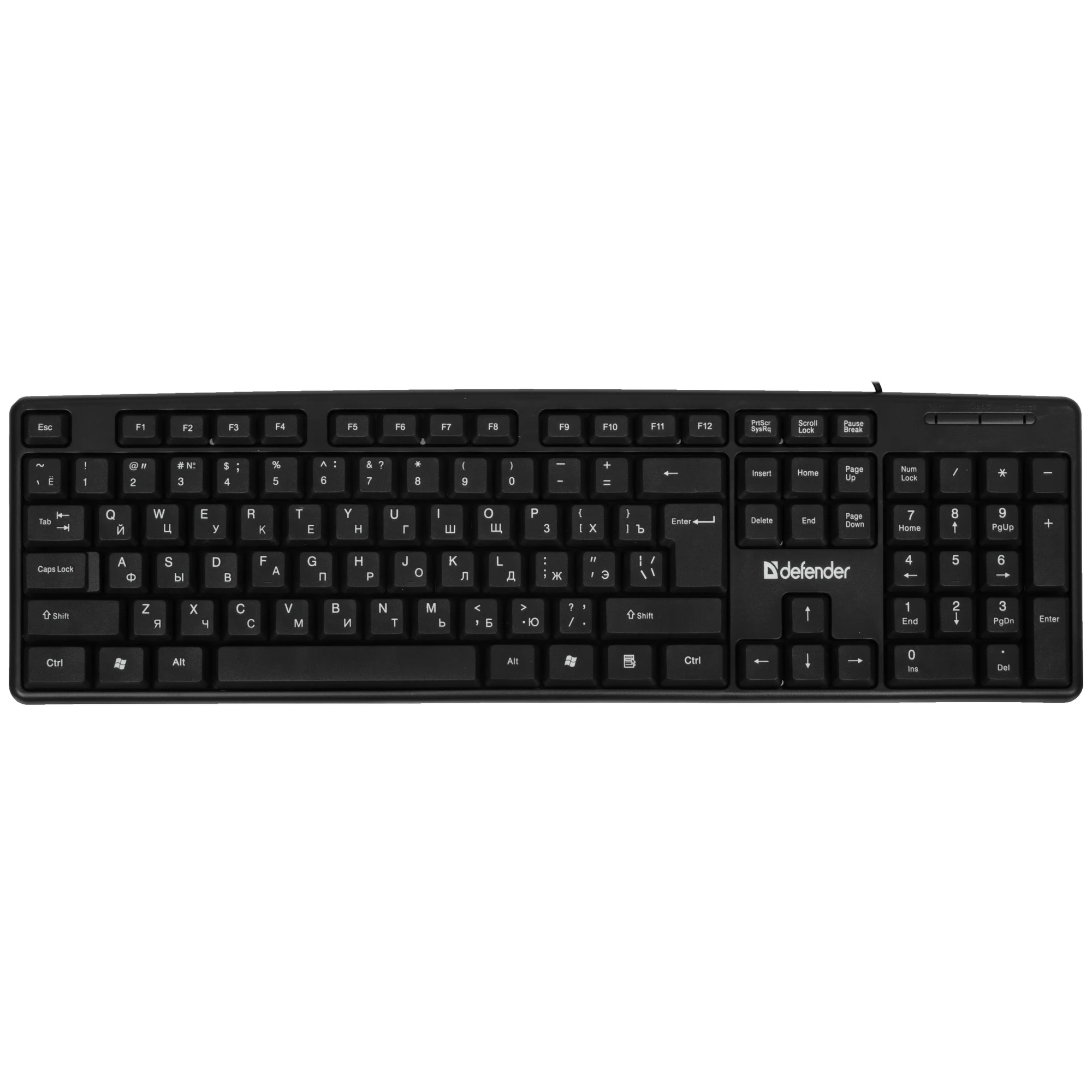 Клавиатура проводная Defender Element HB-520 (45522***); USB; мембранная; ENG\RUS; чёрный