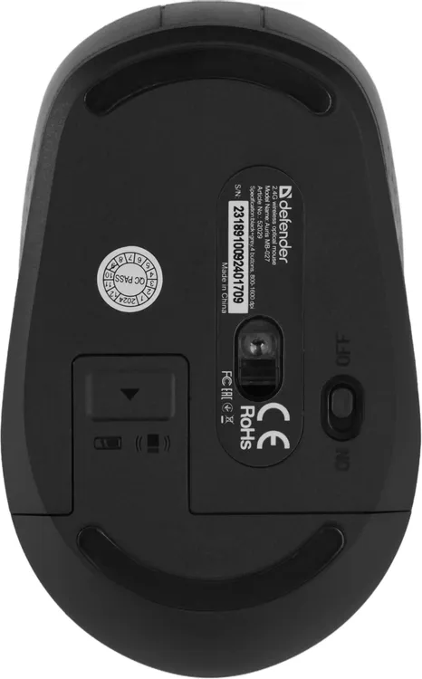 Мышь беспроводная Defender AURIS MB-027 (52029***); USB; оптический; 800/1200/1600 dpi; 4 кнопки; ко