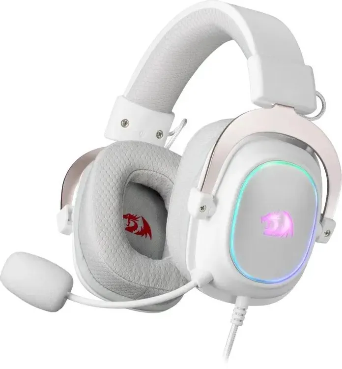 Гарнитура игровая Redragon ZEUS X White (70800***); оголовье; 20 - 20 000 Гц; 64 Ом; 2 м; микрофон; регулятор громкости; USB; подсветка RGB; виртуальн