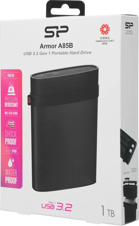 Внешний жесткий диск 1 ТБ SILICON POWER Armor A85B (SP010TBPHD85BS3K***); 2,5"; USB 3.2; чёрный