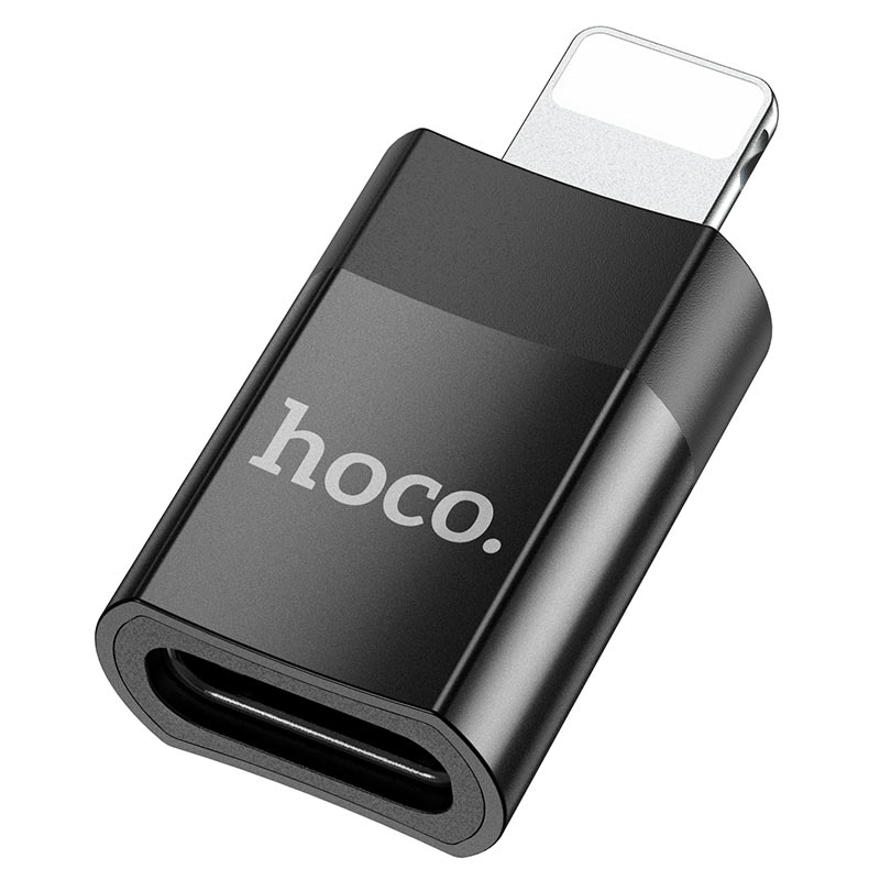 Адаптер Lightning->Type-C  Hoco UA17; OTG; металлический с кабелем USB на Type-C – 5V / 2A; Type-C на Type-C – 5V / 2A