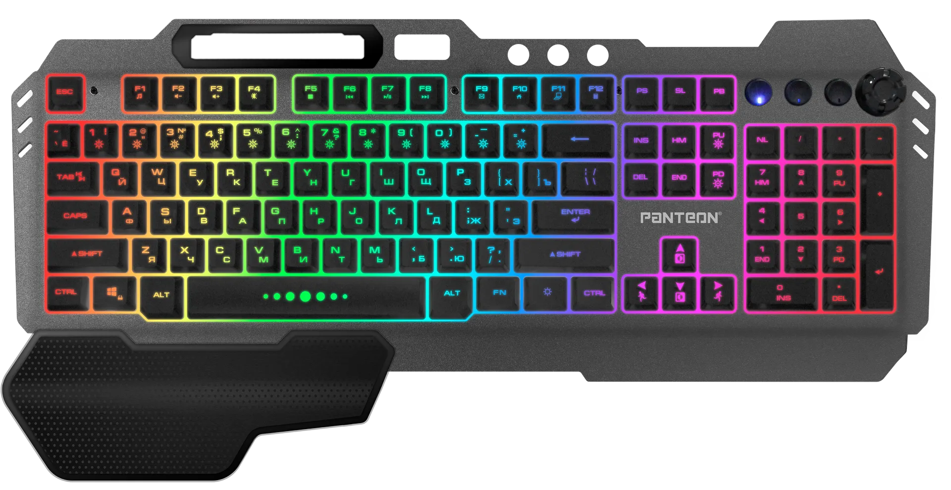 Клавиатура игровая Jet.A PANTEON M401S Black***; USB; мембранная; 104 + 4 клавиш; 12 (+FN); подсветка RGB; ENG\RUS; чёрный