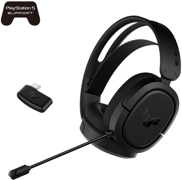 Гарнитура беспроводная Asus TUF Gaming H1 WL Black (90YH0391-B3UA00); игровая; 2,4 Ггц; USB Type-A+Type-C; оголовье; 20 - 20 кГц; виртуальный звук 7,1