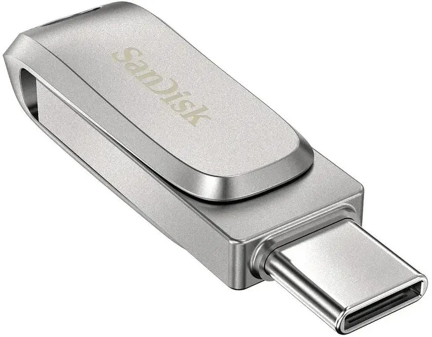 Накопитель USB-флэш 1 ТБ Sandisk Ultra Dual Drive Luxe (SDDDC4-1T00-G46); USB 3.X; ротатор; OTG Type-C; серебристый