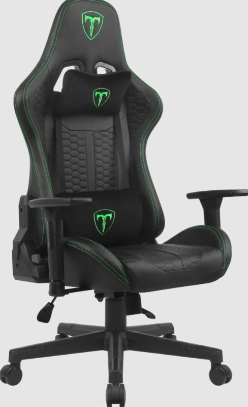 Кресло для геймеров T-LINE Nitro (64088); иск. кожа; чёрный + зелёный; 100 мм (класс 4); нагрузка до 150 кг