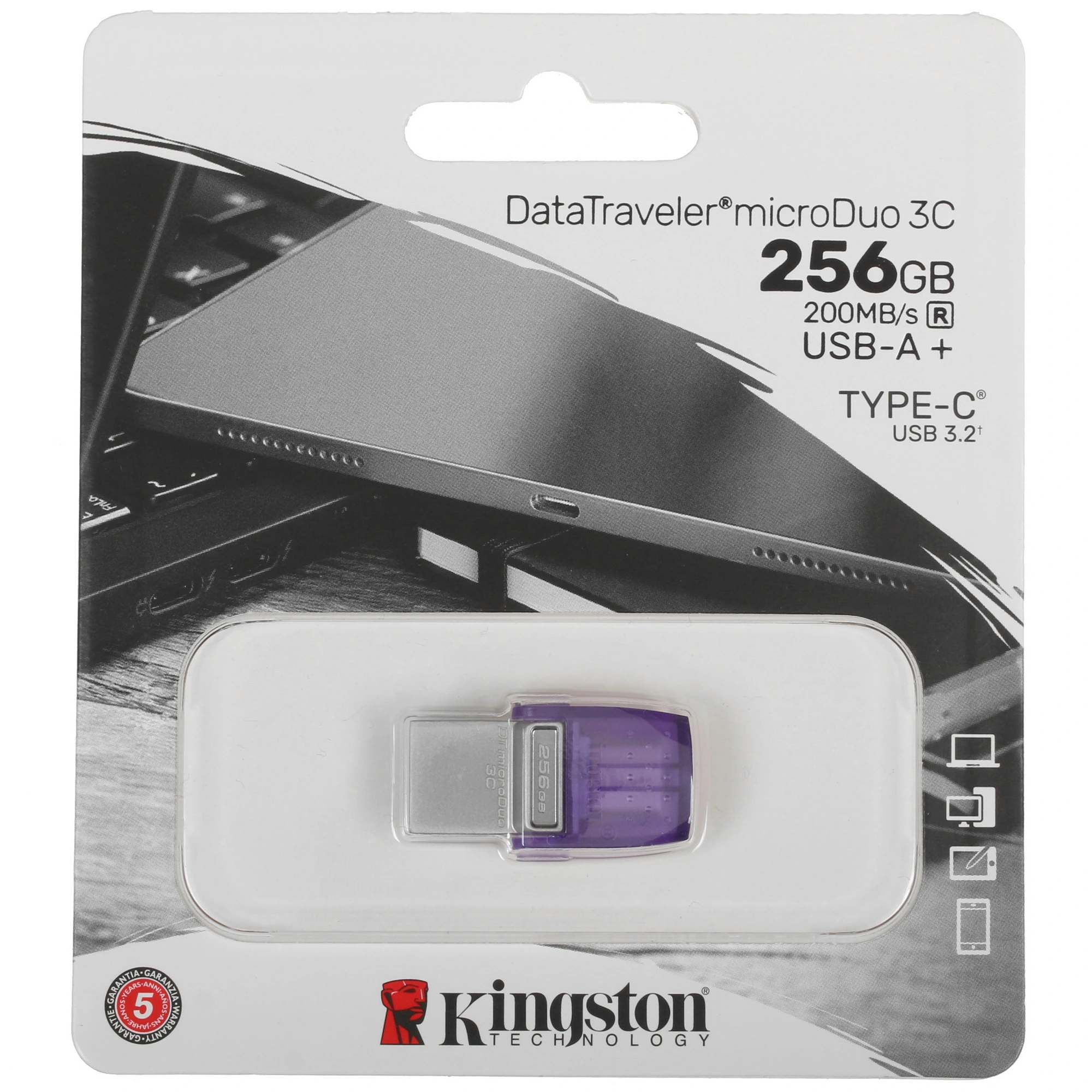 Накопитель USB-флэш 256 ГБ Kingston DataTraveler microDuo 3C 256GB (DTDUO3CG3/256GB***)
