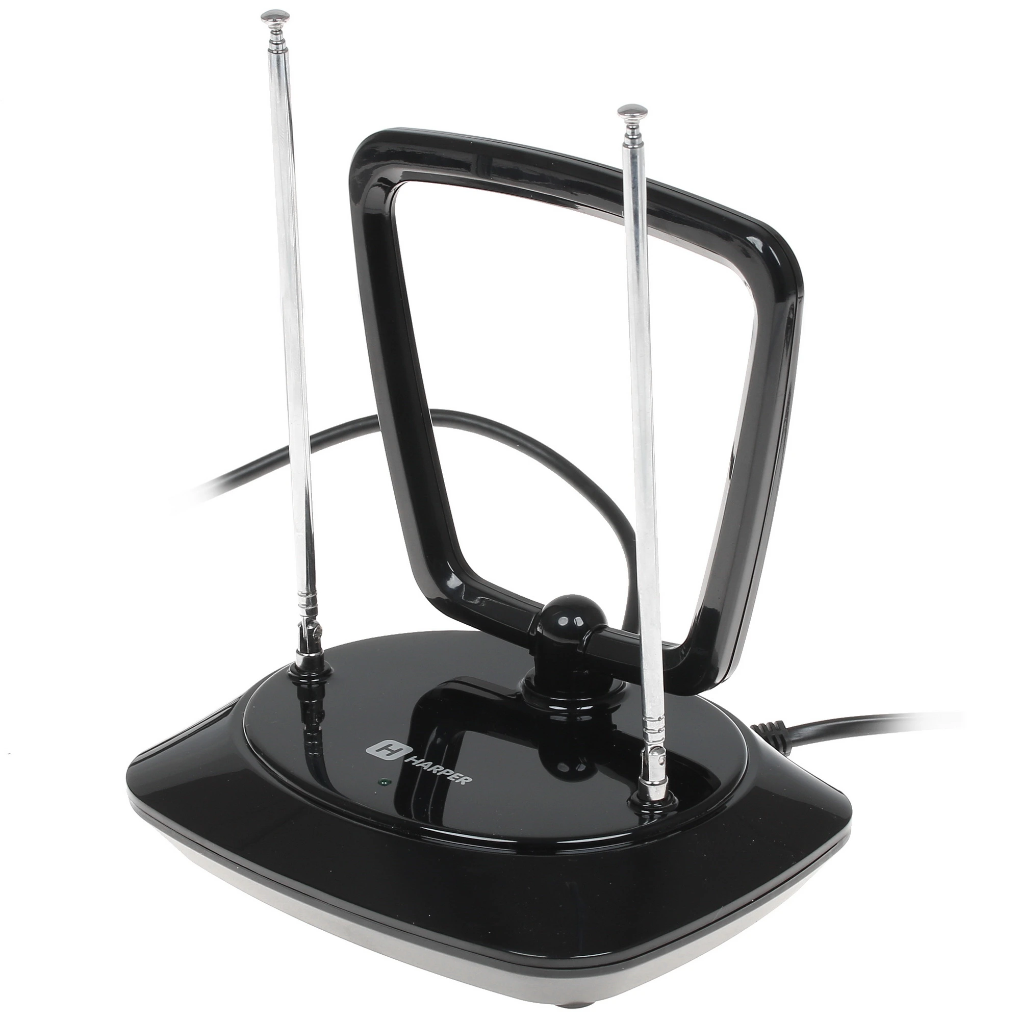 Антенна цифровая Harper ADVB-1415, DVB-T2, 30 dB, активная, VHF: 87,5-230 МГц / UHF: 470-862 МГц, 220 В, 1,3 м, черный