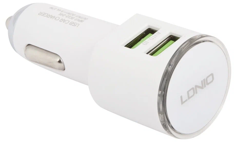 Автомобильная зарядка LDNIO DL-C29M; 2 USB порта - 3.4A; 18 Вт; кабель micro USB; белый