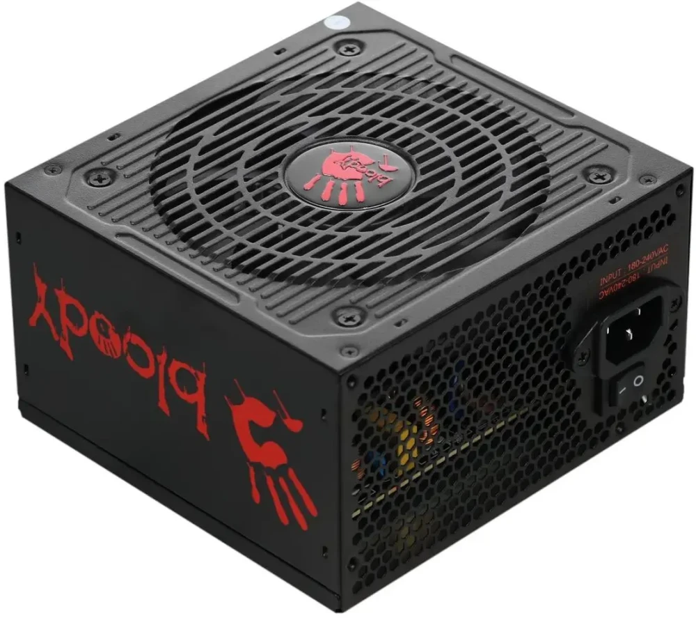 Блок питания 500 Вт Bloody BD-PS500W Black; ATX; 1x24 pin; 1x8(4+4) pin; 2x6+2 pin PCI-E; 6xSata; 2xMolex; 80+ White; 120 мм