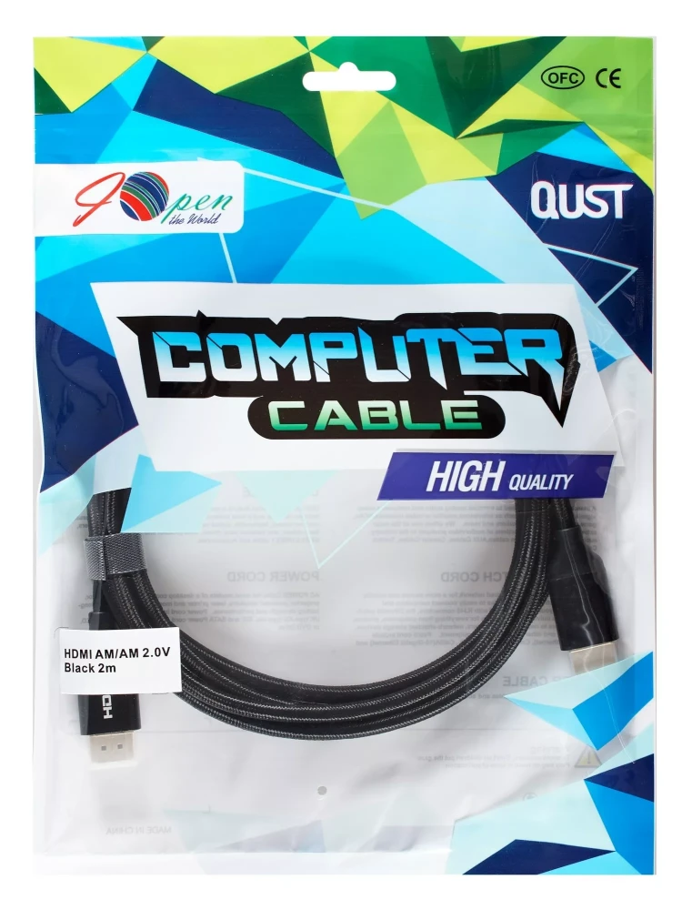 Кабель HDMI->HDMI v.2.0 iOpen ACG520BM-2.0; HDMI Тип A; HDMI Тип A; 4K@60Hz; нейлоновая оплетка; 2,0 м