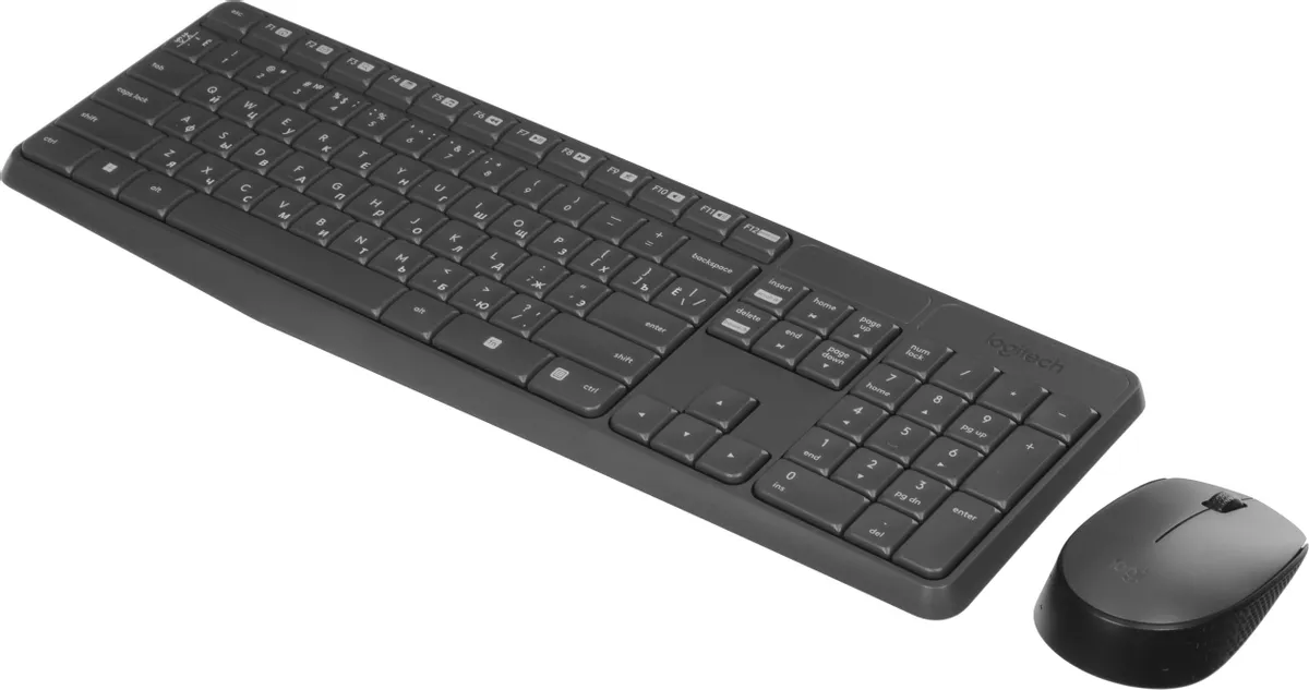 Комплект Logitech Wireless Combo MK235 (920-007949); беспроводной; USB; 1000 dpi; 2xAAA/1xAA; снрый