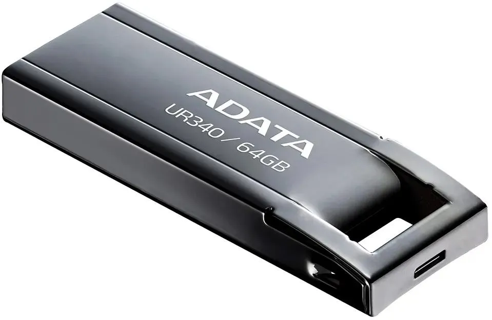 Накопитель USB-флэш 64 ГБ AData UR340 (AROY-UR340-64GBK); USB 3.2 Gen 1; моноблок; метелл; чёрный