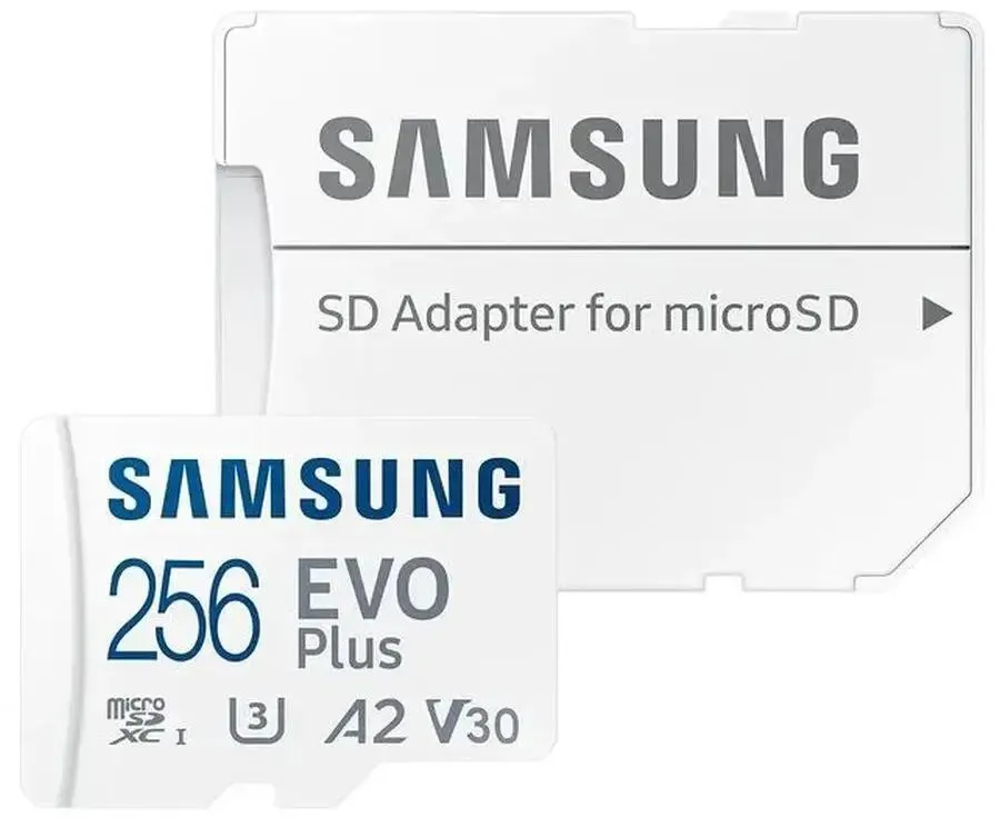 Карта памяти 256 ГБ Samsung EVO Plus (MB-MC256SA); micro SDXC UHS-I U3; V30; A2;Class 10; адаптер SD