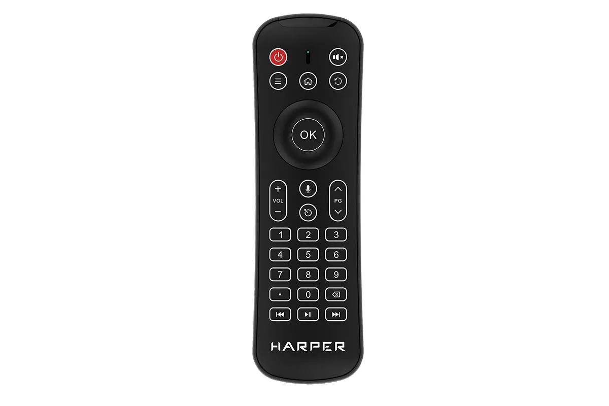 Универсальный пульт ДУ Harper KBWL-050; Smart TV, Windows, Mac, Android, Linux; ИК режим; аэромышь; клавиатура; 2 x AAA; USB-приемник