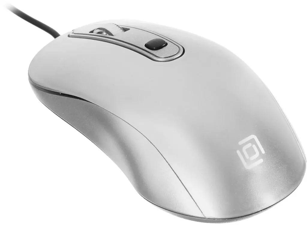 Мышь проводная Oklick 155M Silver (337117); USB; оптический; 800-1600 dpi; 3 кнопок; колесо прокрутки; серебристый