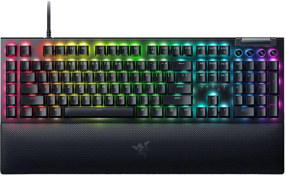 Клавиатура игровая Razer BlackWidow V4 (RZ03-04692500-R3R1); USB; механическая; 104 клавиш; 10 доп клавишь + скрол; отсоединяемый кабель; RGB подсветк