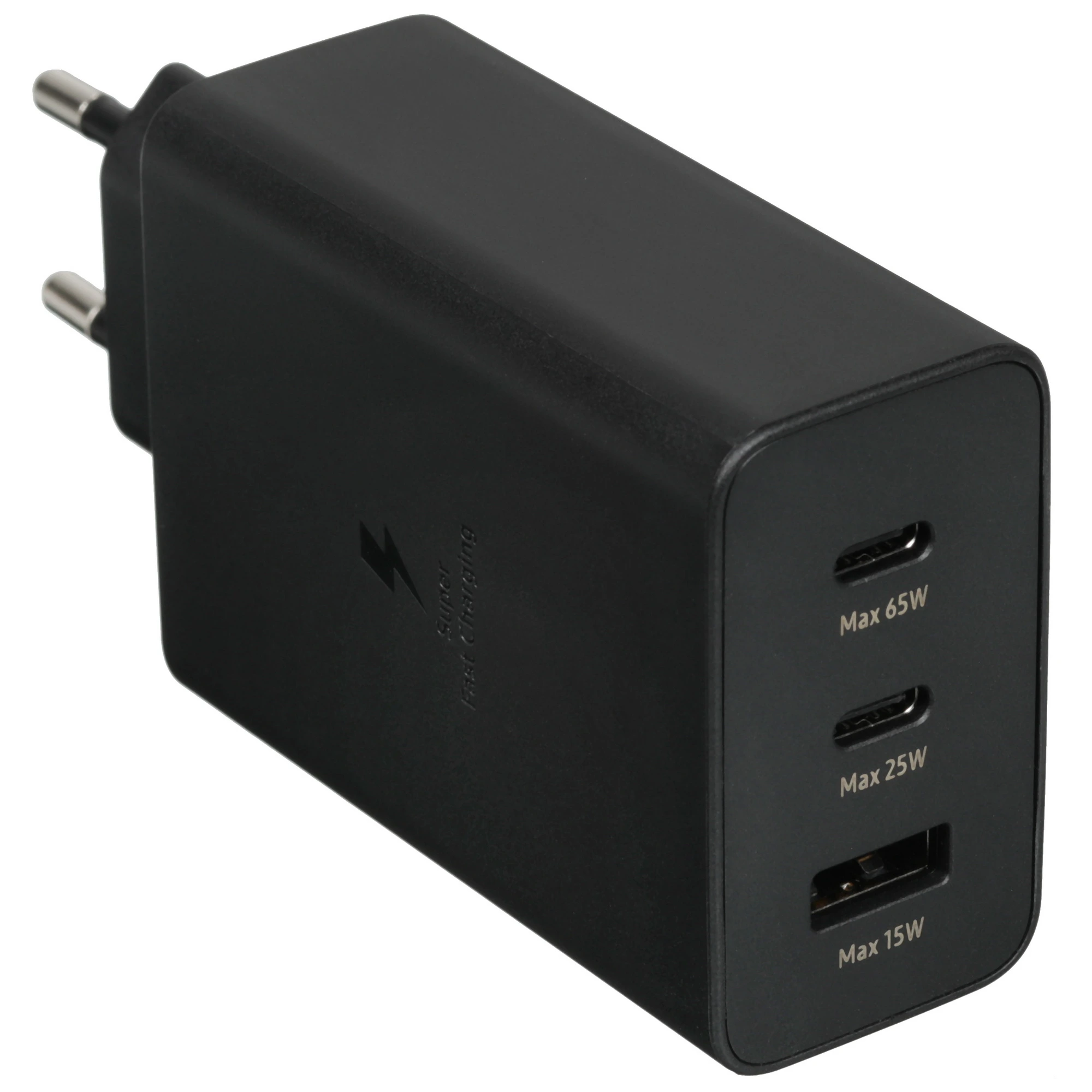Зарядное устройство Samsung EP-T6530 Black (EP-T6530XBEG), 65 Вт, 3А, 1xUSB, 2xType-C, Кабель в комплекте Type-C, черный