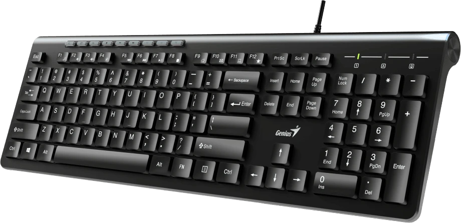 Клавиатура проводная Genius SlimStar 230II Black (31310048402); USB; мембранная; 113 клавиш; 12 (+FN); ENG\RUS; черный