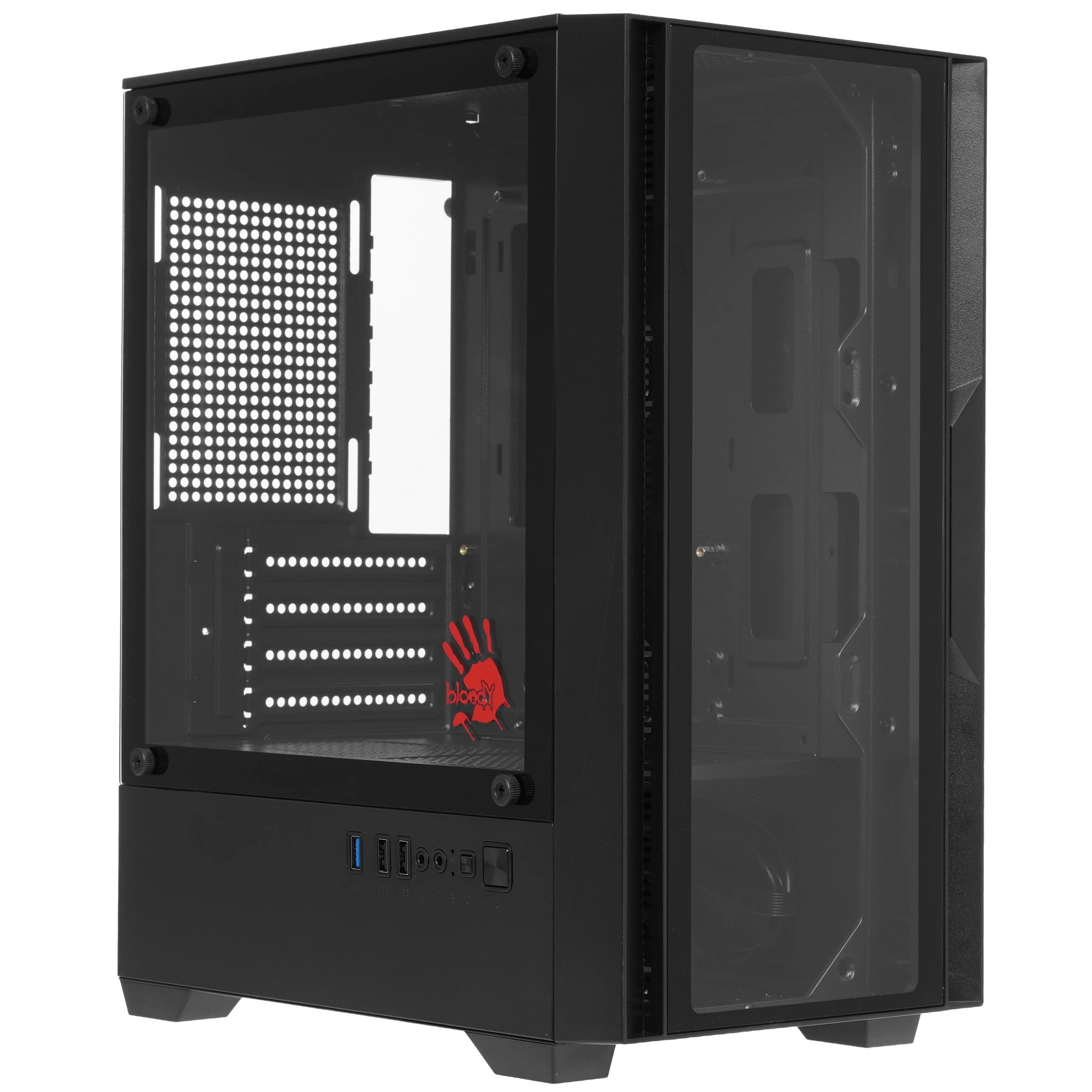 Корпус Bloody CC-123 Black (CC-123-BK); mATX; Mini-Tower; 2xUSB 2.0/1xUSB 3.0; 2xMic/Audio; черный