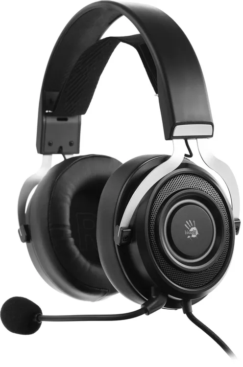Гарнитура игровая A4Tech Bloody G535P (G535P 4PIN+USB/BLACK+SILVER***); оголовье; 20 - 20 000 Гц; 16 Ом; 2 м; микрофон; регулятор громкости; 3,5 мм (m