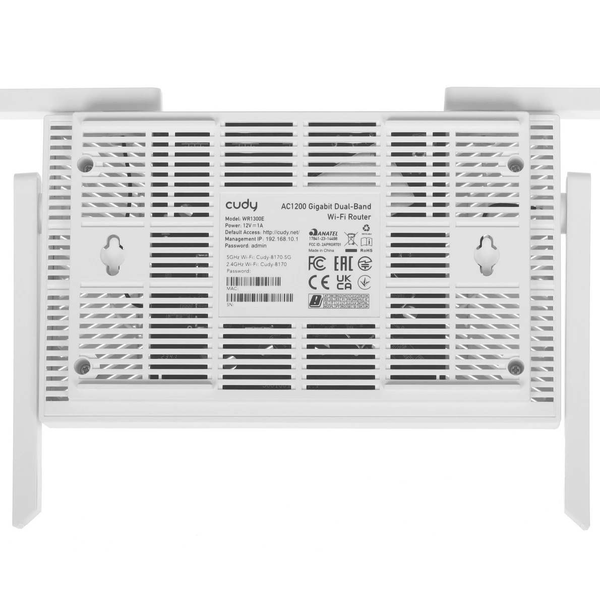 Роутер Cudy WR1300E (AС1200); IEEE 802.11a/b/g/n/ac; 300 Мбит/сек + 867 Мбит/сек; 2x LAN 1000 Мбит/с; 1x WAN 1000 Мбит/с; 4 x 5dBi