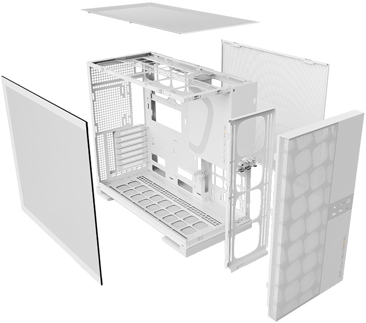 Корпус Geometric Future Model 5 Vent Bk/Y (1AM5VTWT00100); E-ATX; Middl-Tower; без БП; 2xUSB 3.X, 1xUSB 3.X Type-C,1x jack 3.5 mm Mic/Aud; черный/желт