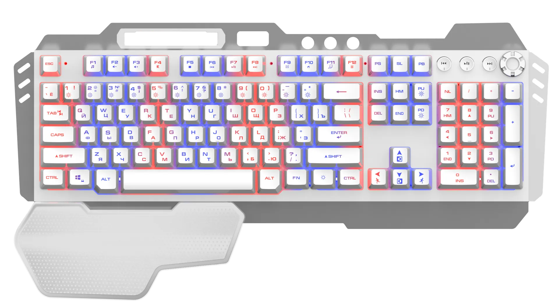 Клавиатура игровая Jet.A PANTEON M401S White***; USB; мембранная; 104 + 4 клавиш; 12 (+FN); подсветк
