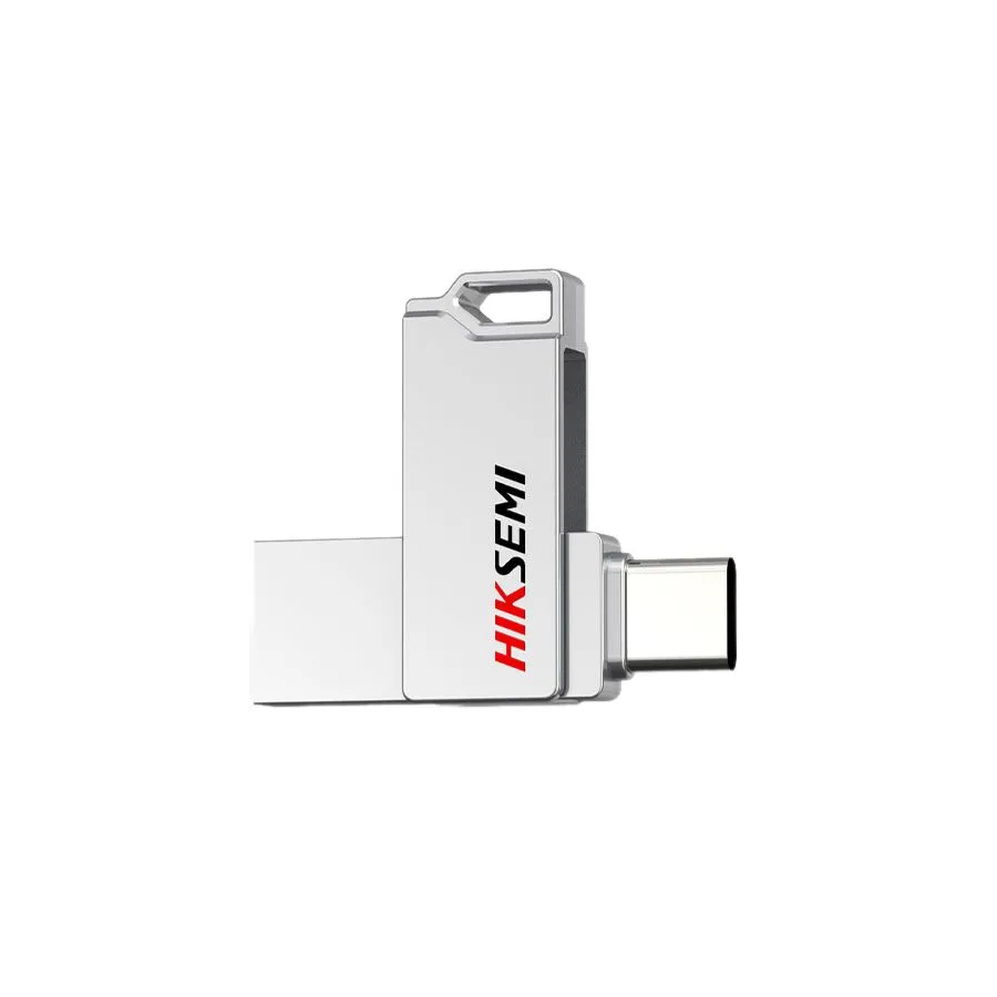Накопитель USB-флэш 64 ГБ Hikvision HIKSEMI SYNC E327C Silver (HS-USB-E327C/64G/U3/SILVER); USB 3.X; ротатор; металлический корпус; OTG Type-C; серебр