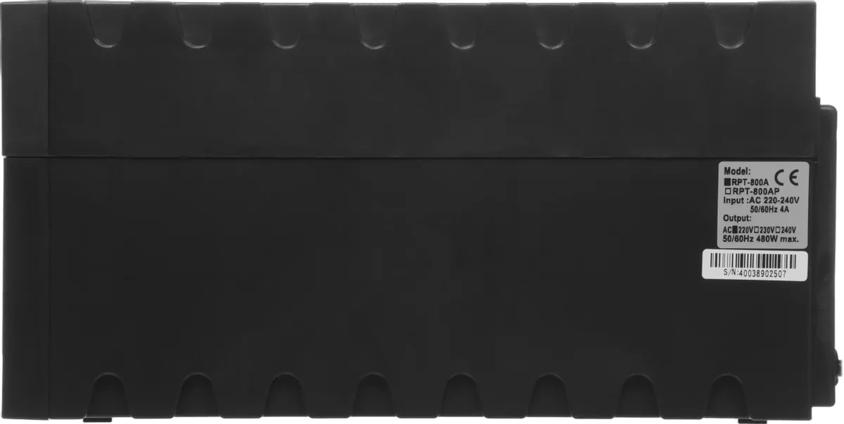 ИБП Линейно-интерактивный Powercom RAPTOR (RPT-800A EURO***); 480 Вт; 160 - 280 В; 3 евророзетки; чёрный; защита от импульсов, фильтрация помех; 4,4 к
