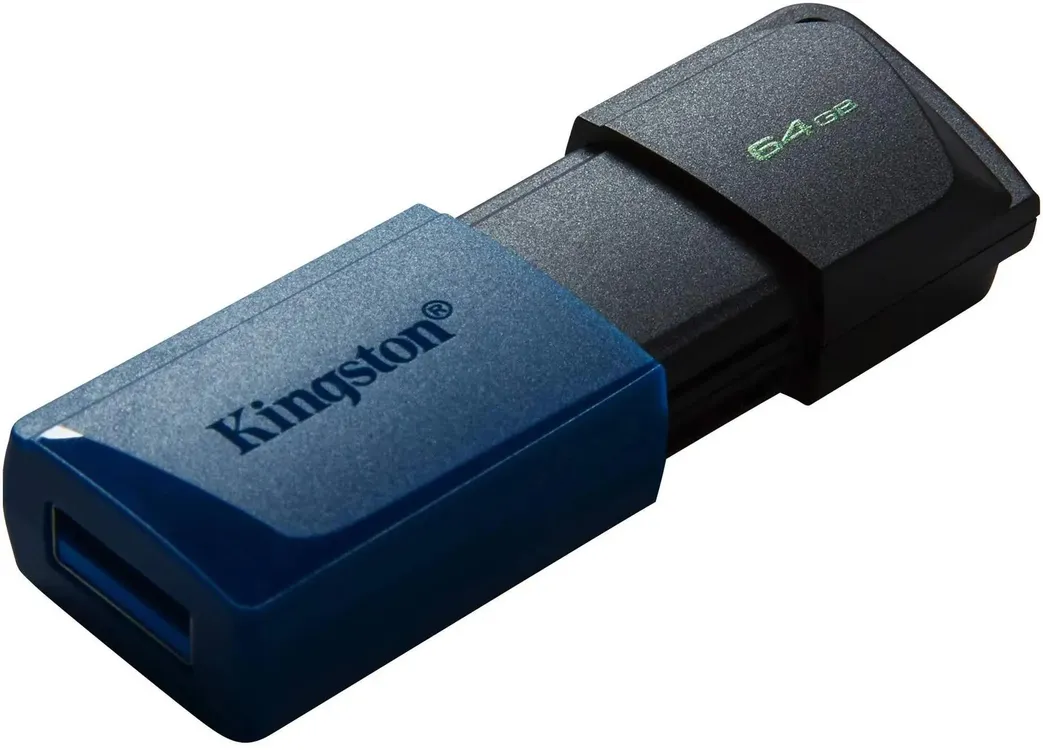 Накопитель USB-флэш 64 ГБ Kingston DataTraveler Exodia M (DTXM/64GB***); USB 3.2; с выдвижным механизмом; пластик; чёрный + cиний