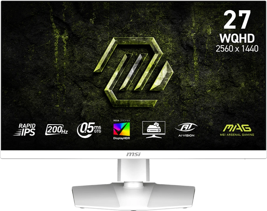 Монитор 27" MSI MAG 274QRFW E20 (9S6-3CF99T-011); WLED; 16:9; IPS; 2560х1440; 200 Гц; 178°/178°; 300 кд/м²; 0.5 мс; 1 000:1; 2xHDMI; 1xDP; 1x jack 3.5