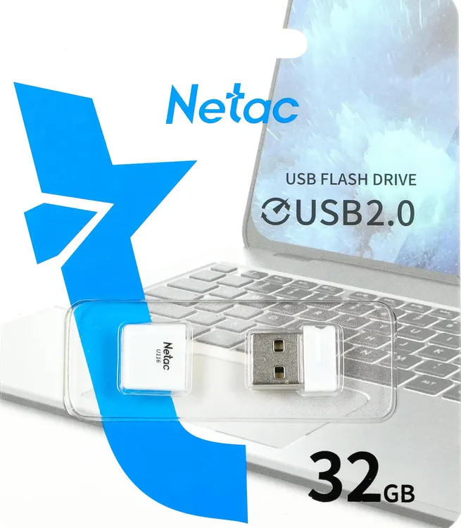 Накопитель USB-флэш 32 ГБ Netac U116  (NT03U116N-032G-20WH***); USB 2.0; классическая, с колпачком; 