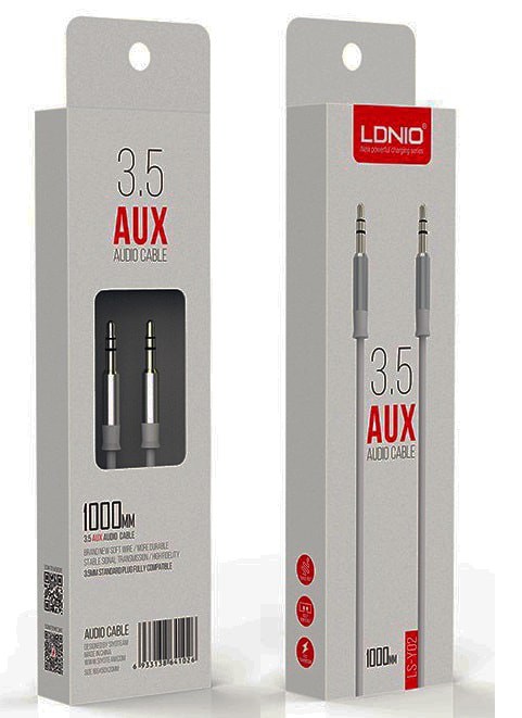Кабель межблочный LDNIO LS-Y02 White; 3,5 мм (mini-jack); 3,5 мм (mini-jack); стальной штекер; 1,0 м