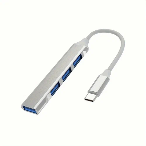 Концентратор USB внешний (***); USB Type C; 1xUSB 3.0, 3xUSB 2.0; 4-порта; металлический корпус; серебристый