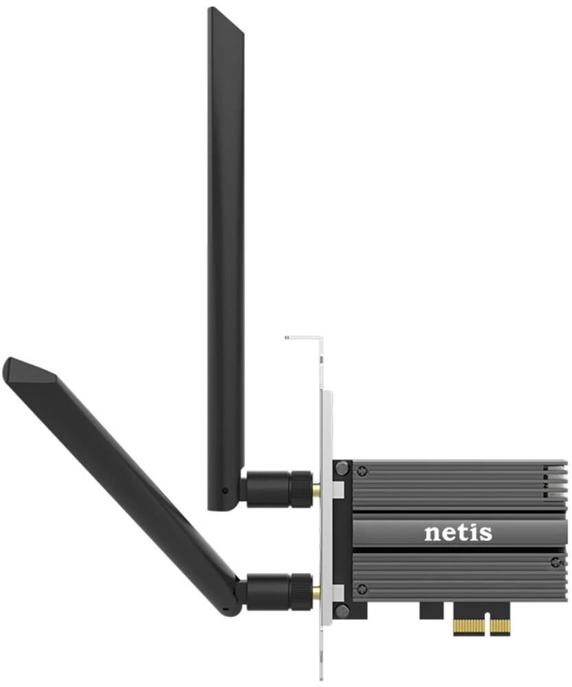 Сетевая карта WiFi Netis F1 (AX3000+BT 5.2); 3000 Мбит/с (574 Мбит/с+ 2400 Мбит/с); 2 ant; PCI-E 1x
