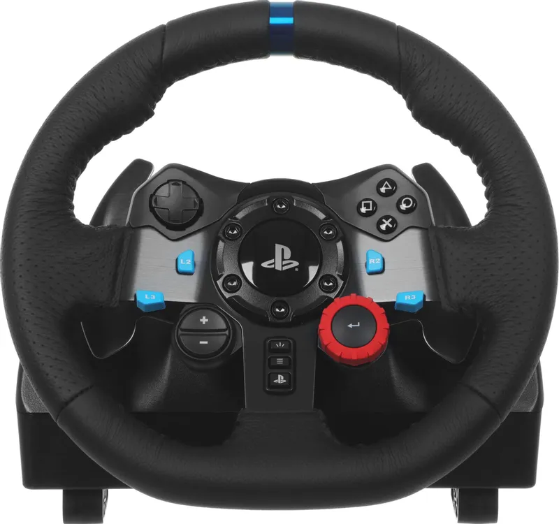 Руль Logitech G29 (941-000142); проводной; PC, PS4 / PS5; 14 кнопок, 3 педали, подрулевые переключатели, отделка руля кожей, обратная связь