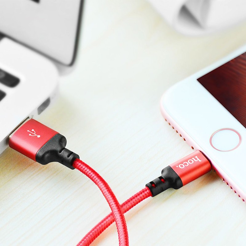 Кабель USB 2.0 AM/Lightning Hoco X14 Times Black; 2A; оплётка; 1м; черный