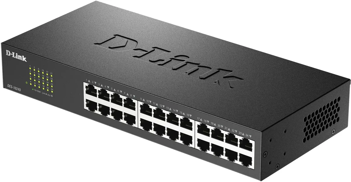 Коммутатор неуправляемый D-Link DES-1024D; Fast Ethernet (10/100); 24 порта;