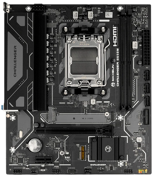 Материнская плата Maxsun Challenger B650M V2 (MS-Challenger B650M V2); Socket AM5; mATX; AMD B650; 2хDDR5(5200); 1xPCI-E x16; 1xPCI-E x1; HDMI; DP; 3x