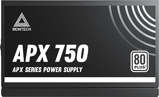 Блок питания 750 Вт MONTECH APX 750W Black (XWYA11-750W); 1x24 pin; 2x8(4+4) pin; 6xSata; 3xMolex; 2x6+2-pin PCI-E; 80+ Standart; APFC; 120 мм