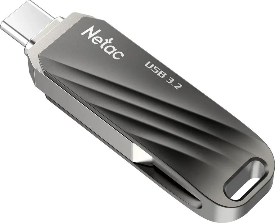 Накопитель USB-флэш 32 ГБ Netac US11 (NT03US11C-032G-32BK); USB 3.0; ротатор; металлический корпус; OTG Type-C